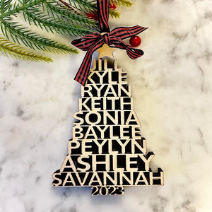 Personalized Family Names Tree Ornament