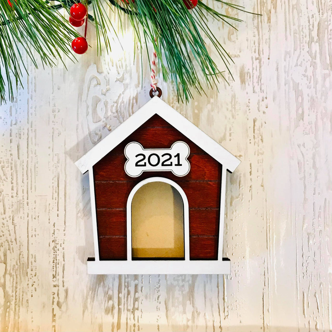 Dog House Picture Frame Tree Ornament